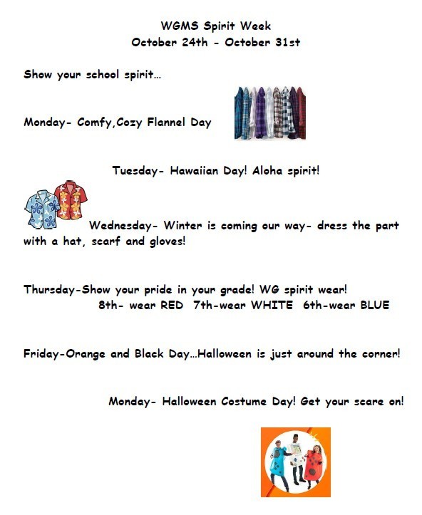 WGMS Spirit Week Schedule